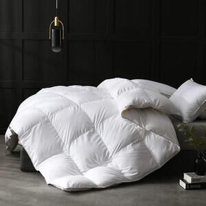 White Oversized King Down Feather Fibers Duvet Insert Comforter Fluffy 120"x98"